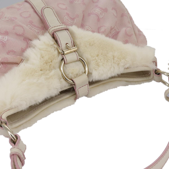 CELINE Paris Macadam Canvas Shoulder Bag Pink Gold Auth 96940 - Picture 6 of 16